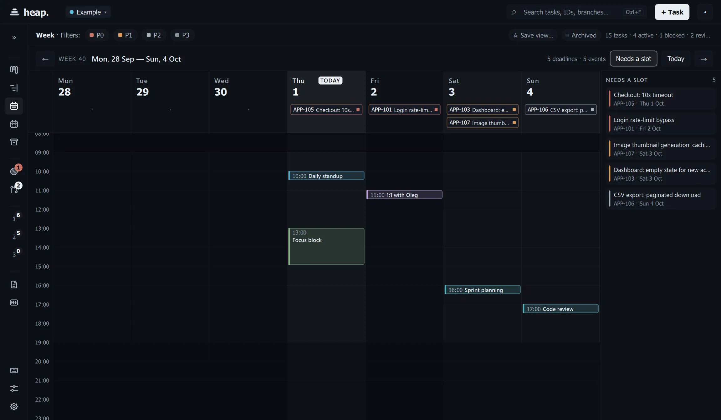 heap. week view with events side by side